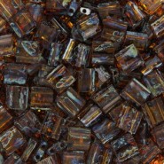 Abalorios Miyuki tila 5x5mm - Picasso transparent dark amber TL-4502